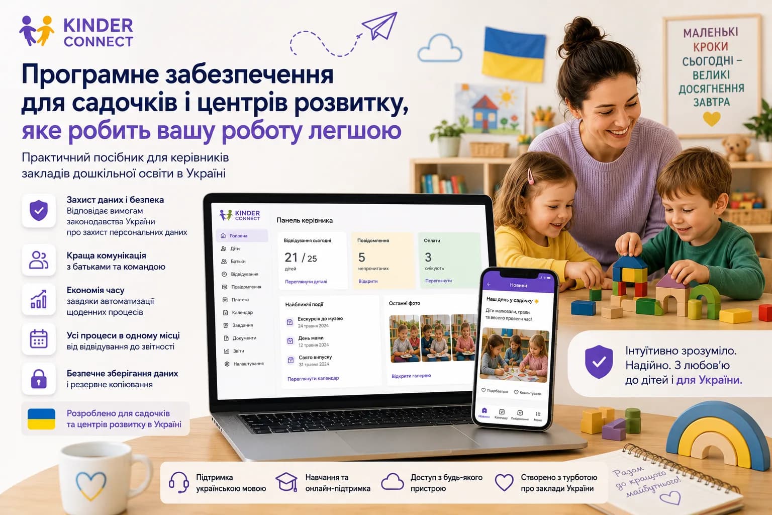 Посібник з вибору програми для дитячого садочка в Україні — панель KinderConnect з відвідуваністю та оплатами